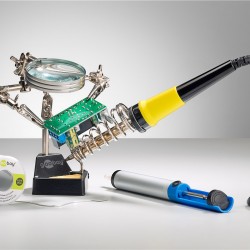 GOOBAY βάση στήριξης πλακέτας 76560 με μεγεθυντικό φακό & θέση για κολλητήρι, 2x βραχίονες, μαύρη