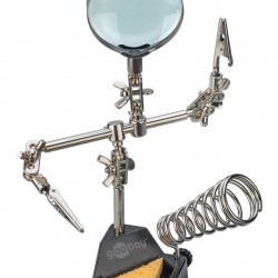 GOOBAY βάση στήριξης πλακέτας 76560 με μεγεθυντικό φακό & θέση για κολλητήρι, 2x βραχίονες, μαύρη