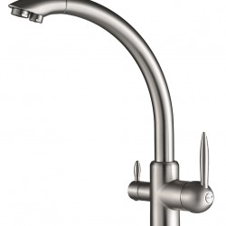 BRUNO μπαταρία πάγκου κουζίνας BRN-0238, τρίοδη, αναμεικτική, ασημί