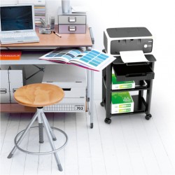 BRATECK ραφιέρα δαπέδου AMS-5L με ροδάκια, 3 ράφια, 50x33x63.5cm, έως 10kg, μαύρη