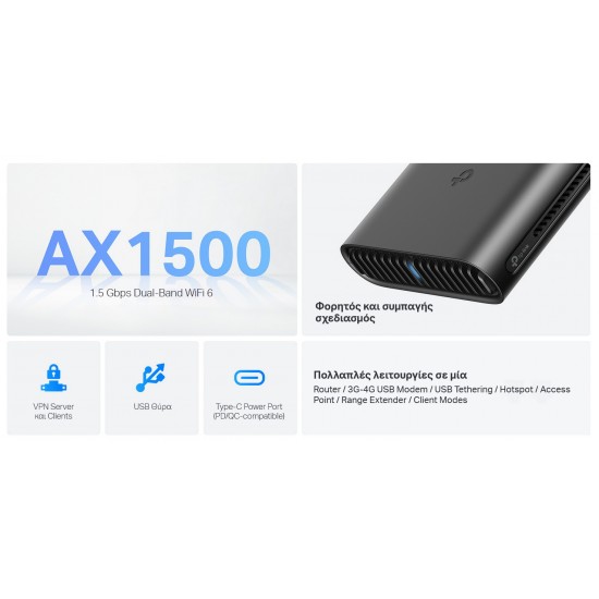 TP-LINK Travel Router TL-WR1502X, AX1500 Wi-Fi 6, Dual Band