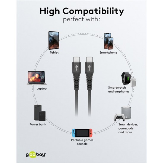 GOOBAY καλώδιο USB-C 73954, 60W, 480Mbps, 2m, μαύρο