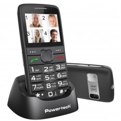 POWERTECH κινητό τηλέφωνο Sentry Eco V2, dual SIM, πλήκτρο SOS, μαύρο