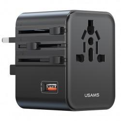 USAMS φορτιστής/αντάπτορας πρίζας CC309, USB & 2x USB-C, universal, 25W, μαύρος