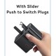 USAMS φορτιστής/αντάπτορας πρίζας CC309, USB & 2x USB-C, universal, 25W, μαύρος
