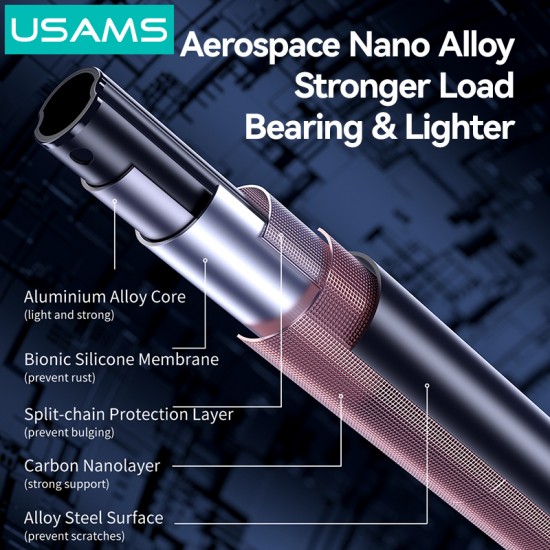 USAMS φωτιστικό δαχτυλίδι LED ZB323 με τρίποδο & βάση smartphone, μαύρο
