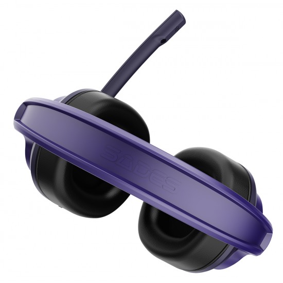 SADES gaming headset UPOWER, 3.5mm σύνδεση, 40mm, μωβ