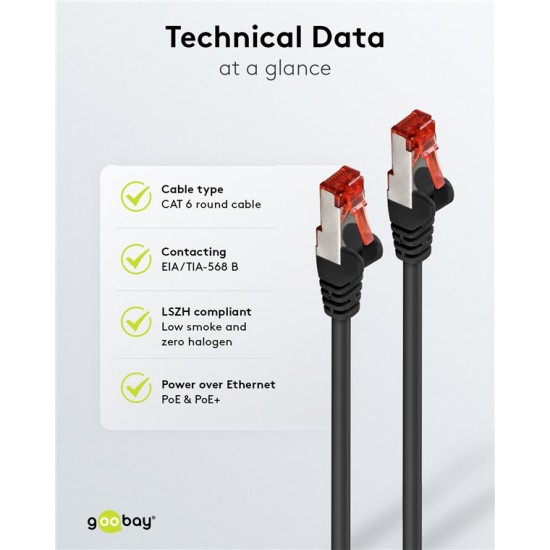 GOOBAY καλώδιο δικτύου 68696, CAT 6 S/FTP, copper, 250MHz, 2m, μαύρο