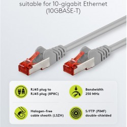 GOOBAY καλώδιο δικτύου 95579, CAT 6 S/FTP, copper, 250MHz, 1.5m, γκρι