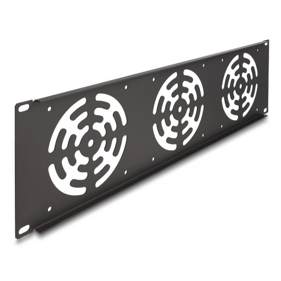 DELOCK κάλυμμα για 3x 120mm ανεμιστήρες 66747 για rack 19"/3U, μεταλλικό, μαύρο