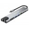 POWERTECH docking station PT-1536, 8 θυρών, USB-C σύνδεση, 87W PD, 100Mbps, γκρι