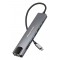 POWERTECH docking station PT-1537, 8 θυρών, USB-C σύνδεση, 100W PD, 1000Mbps, γκρι
