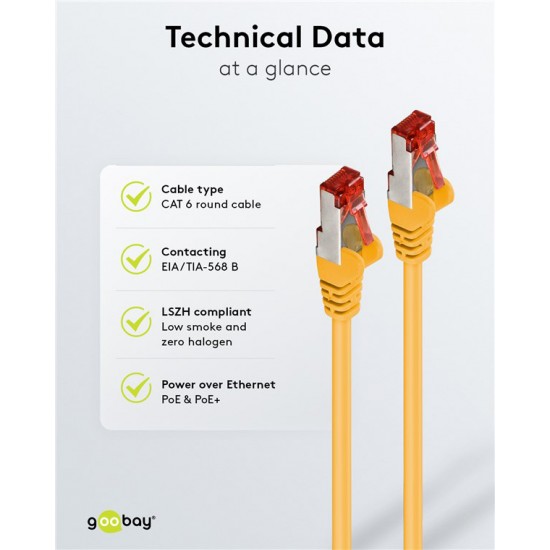 GOOBAY καλώδιο δικτύου 93210, CAT 6 S/FTP, copper, 250MHz, 0.25m, κίτρινο