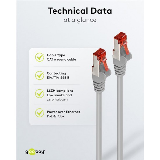 GOOBAY καλώδιο δικτύου 50894, CAT 6 S/FTP, copper, 250MHz, 30m, γκρι