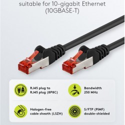 GOOBAY καλώδιο δικτύου 68701, CAT 6 S/FTP, copper, 250MHz, 50m, μαύρο