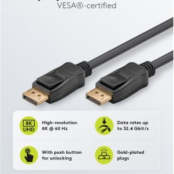 GOOBAY καλώδιο DisplayPort 74778, VESA Certified, 8K/60Hz, 32.4 Gbps, 2m, μαύρο