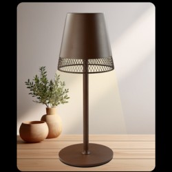 POWERTECH LED επιτραπέζιο φωτιστικό HLL-0191, ρυθμιζόμενο, επαναφορτιζόμενο, καφέ