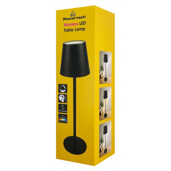 POWERTECH LED επιτραπέζιο φωτιστικό HLL-0193, ρυθμιζόμενο, επαναφορτιζόμενο, μαύρο
