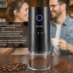 BRUNO ηλεκτρικός μύλος καφέ BRN-0256, επαναφορτιζόμενος, με 39 επίπεδα άλεσης, μαύρος