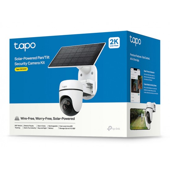 TP-LINK smart ηλιακή κάμερα Tapo C610 KIT, 2K/3MP, WiFi, PTZ, SD, IP65, EU/1.0