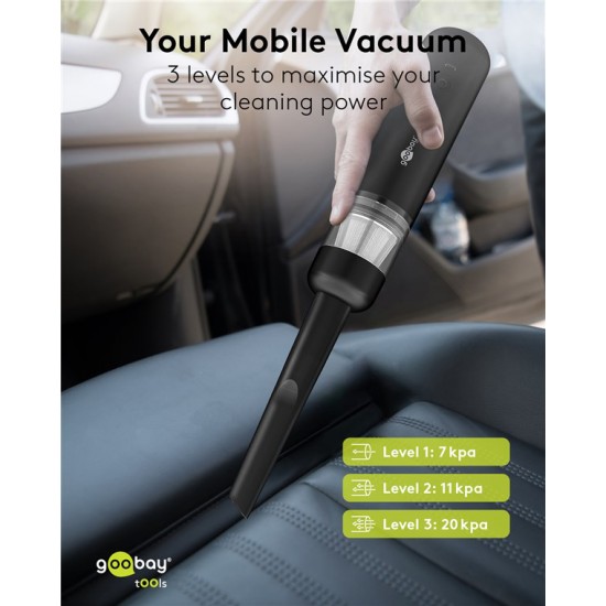 GOOBAY 2 σε 1 σκουπάκι χειρός & air duster 77829, 120W, 6000mAh, μαύρο