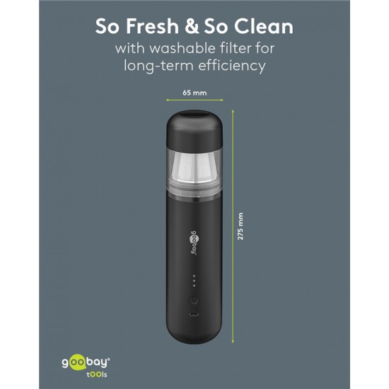 GOOBAY 2 σε 1 σκουπάκι χειρός & air duster 77829, 120W, 6000mAh, μαύρο