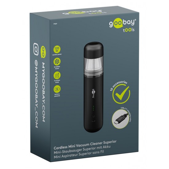 GOOBAY 2 σε 1 σκουπάκι χειρός & air duster 77829, 120W, 6000mAh, μαύρο