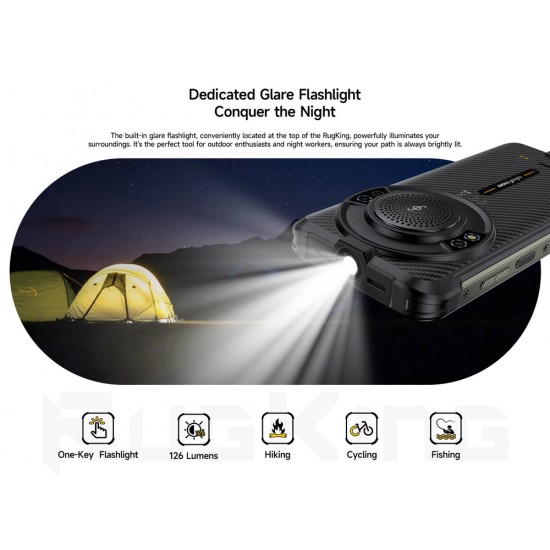 ULEFONE smartphone RugKing με ηχείο 3.5W, 5.99", 8/256GB, 9600mAh, IP68/IP69K, μαύρο