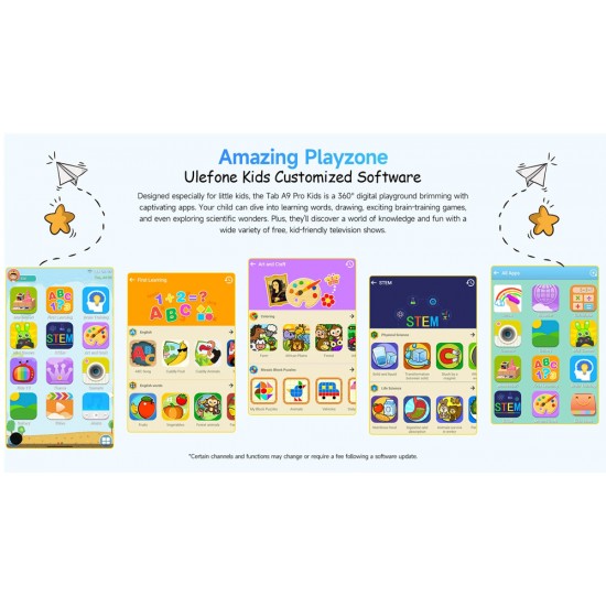 ULEFONE tablet Tab A9 Pro Kids, 8.68", 4/128GB, 4G, Android 15, 5040mAh, ροζ