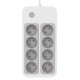 POWERTECH πολύπριζο ασφαλείας PT-1534, 8 θέσεων, 16A, 1.5m, λευκό