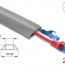 DELOCK κανάλι καλωδίων 20767 με αυτοκόλλητο, εύκαμπτο PVC, 50x14mm, 2m, γκρι