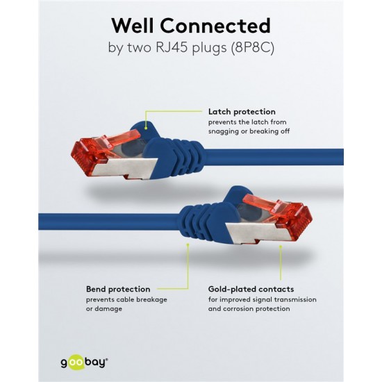 GOOBAY καλώδιο δικτύου 68269, CAT 6 S/FTP, copper, 250MHz, 3m, μπλε