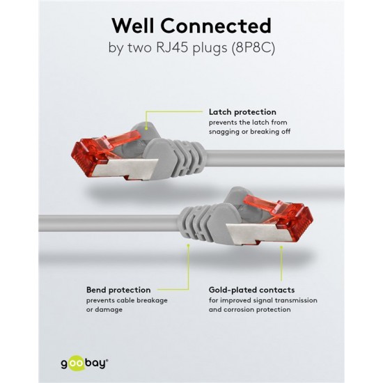 GOOBAY καλώδιο δικτύου 50889, CAT 6 S/FTP, copper, 250MHz, 5m, γκρι