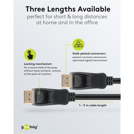 GOOBAY καλώδιο DisplayPort 74777, VESA Certified, 8K/60Hz, 32.4 Gbps, 1m, μαύρο
