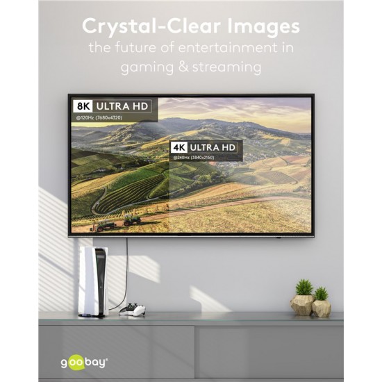 GOOBAY καλώδιο DisplayPort 77442, 8K/120Hz, 40 Gbps, 1m, μαύρο
