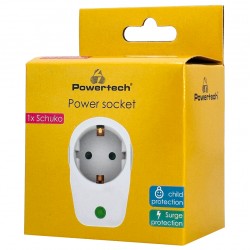 POWERTECH αντάπτορας ρεύματος PT-996, 1 θέση schuko, 16A, 3680W, λευκός