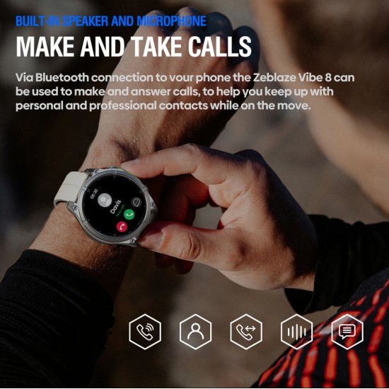 ZEBLAZE smartwatch Vibe 8 με φακό, heart rate, 1.43" AMOLED, 5 ΑΤΜ, MIL-STD-810H, μαύρο