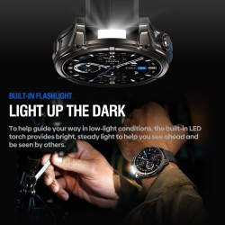 ZEBLAZE smartwatch Vibe 8 με φακό, heart rate, 1.43" AMOLED, 5 ΑΤΜ, MIL-STD-810H, μαύρο