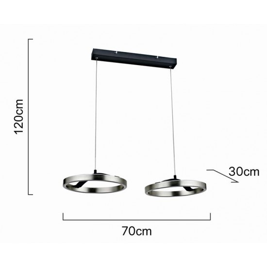 POWERTECH LED φωτιστικό οροφής HLL-0203, 42W, 4000K, 70x30x120cm, ασημί/μαύρο