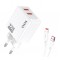 KAKUSIGA φορτιστής τοίχου KSC-1238 με καλώδιο Lightning, 2x USB, 12W, λευκός