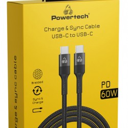 POWERTECH καλώδιο USB-C σε USB-C PTR-0168, PD 60W, copper, 1.5m, μαύρο