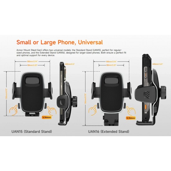 ULEFONE βάση smartphone αυτοκινήτου UAN15 για ταμπλό, 58-100mm x 120mm, μαύρη