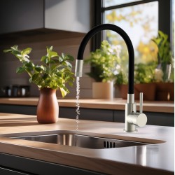 BRUNO μπαταρία πάγκου κουζίνας BRN-0263, αναμεικτική, μαύρη/ασημί