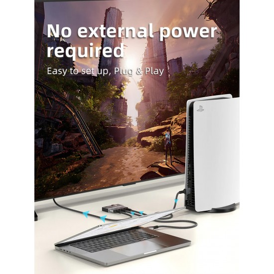 CABLETIME HDMI switch CT-HS4K2-AG, 2 σε 1, 4K/60Hz, bi-directional, γκρι