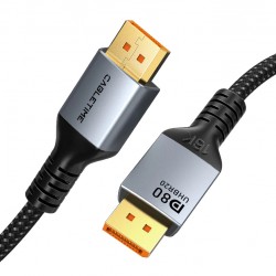 CABLETIME καλώδιο DisplayPort 2.1 CT-DP16K, VESA Certified, 16K/60Hz, 80 Gbps, 2m, μαύρο