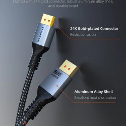 CABLETIME καλώδιο DisplayPort 2.1 CT-DP16K, VESA Certified, 16K/60Hz, 80 Gbps, 2m, μαύρο