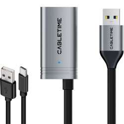 CABLETIME καλώδιο προέκτασης USB CT-AMAFA3, active, 5Gbps, 5m, μαύρο