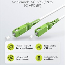 GOOBAY καλώδιο οπτικής ίνας SC-APC 59604, Singlemode OS2, 20m, λευκό
