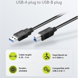 GOOBAY καλώδιο USB 3.0 σε USB Type B 95721, 0.25m, 5Gbps, μαύρο