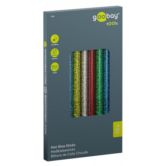 GOOBAY ράβδοι σιλικόνης 77855, Φ11mm x 200mm, glitter διάφορα χρώματα, 10τμχ